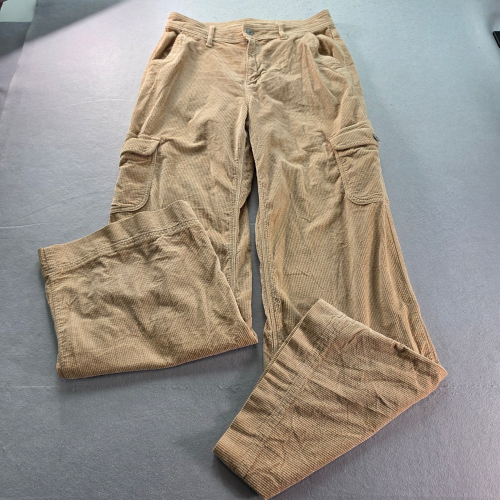 American Eagle Tan Corduroy Cargo Pants Wide Leg Utility Trousers Womens 8 Reg